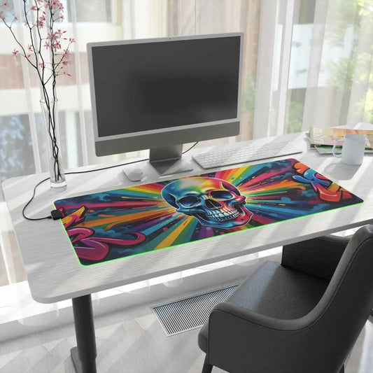LED Gaming Mouse Pad Skullstorm Surge with vibrant skull meets spectrum RGB design