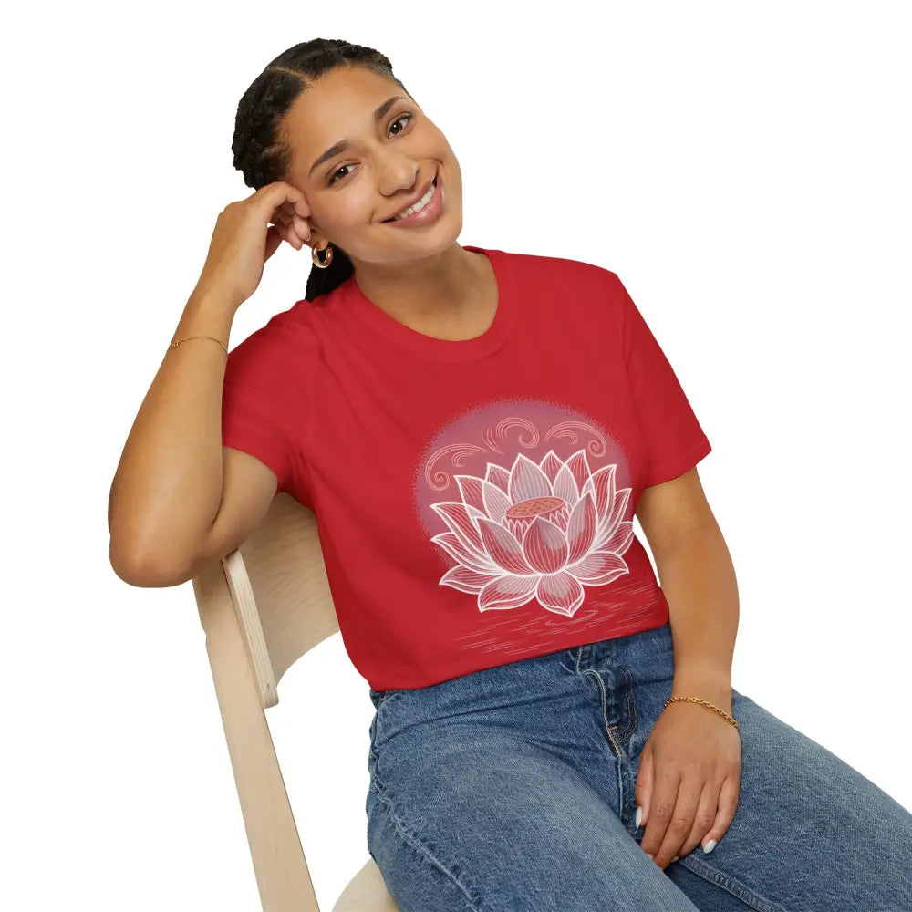 Lotus Blossom Unisex T Shirt Softstyle Tee Yoga Apparel Mindfulness Gift Meditation Spiritual Wear Design