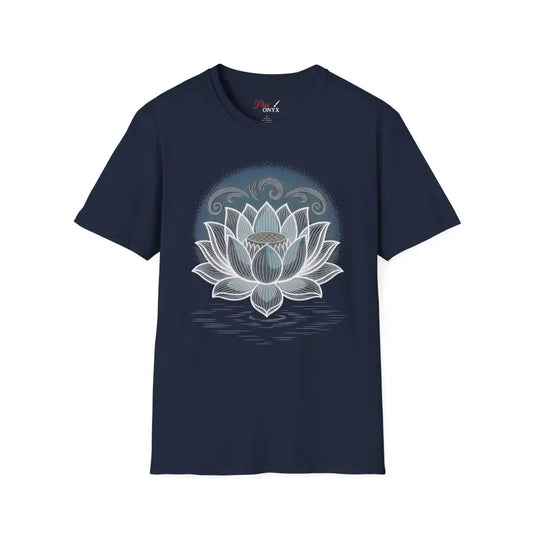 Lotus Blossom Unisex T Shirt Softstyle Tee Yoga Apparel Mindfulness Gift Meditation Spiritual Wear Design Navy / S