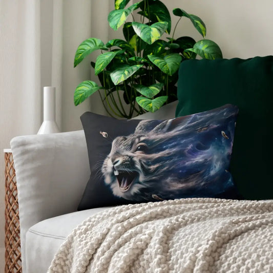 Rabbit-themed decorative pillow from Lumbar Pillow Nebula Howl PixiOnyx Cosmic Cushion
