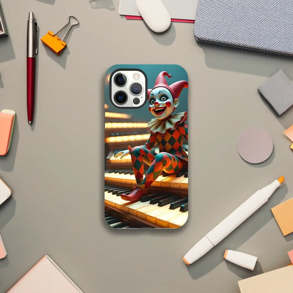 Clown-themed Marionette iPhone Case with Puppet’s Prelude design by PixiOnyx