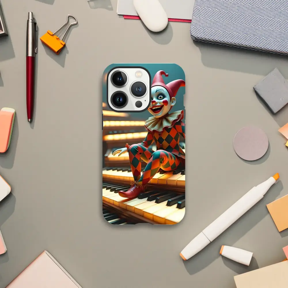 Clown-themed phone case for iPhone from Marionette Puppet Prelude PixiOnyx Tough Shell