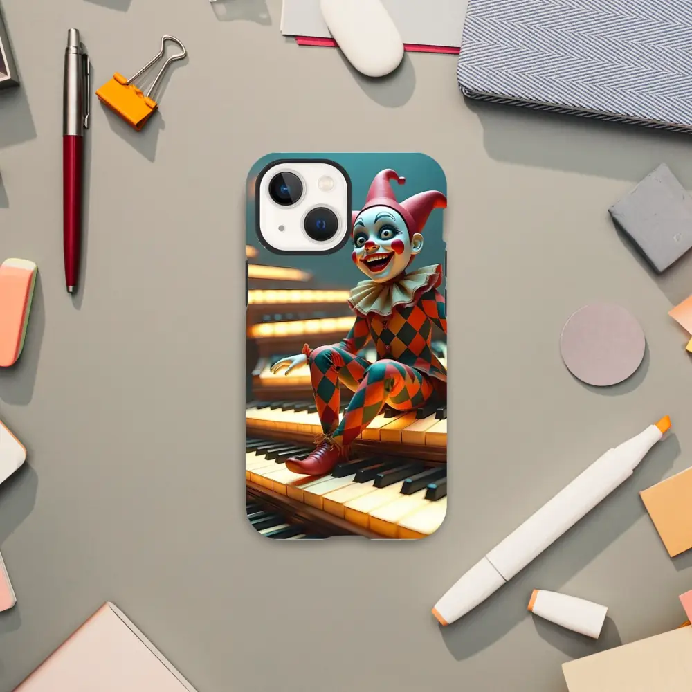 Clown-themed iPhone case named Marionette iPhone Case The Puppet’s Prelude PixiOnyx Tough Shell Cover