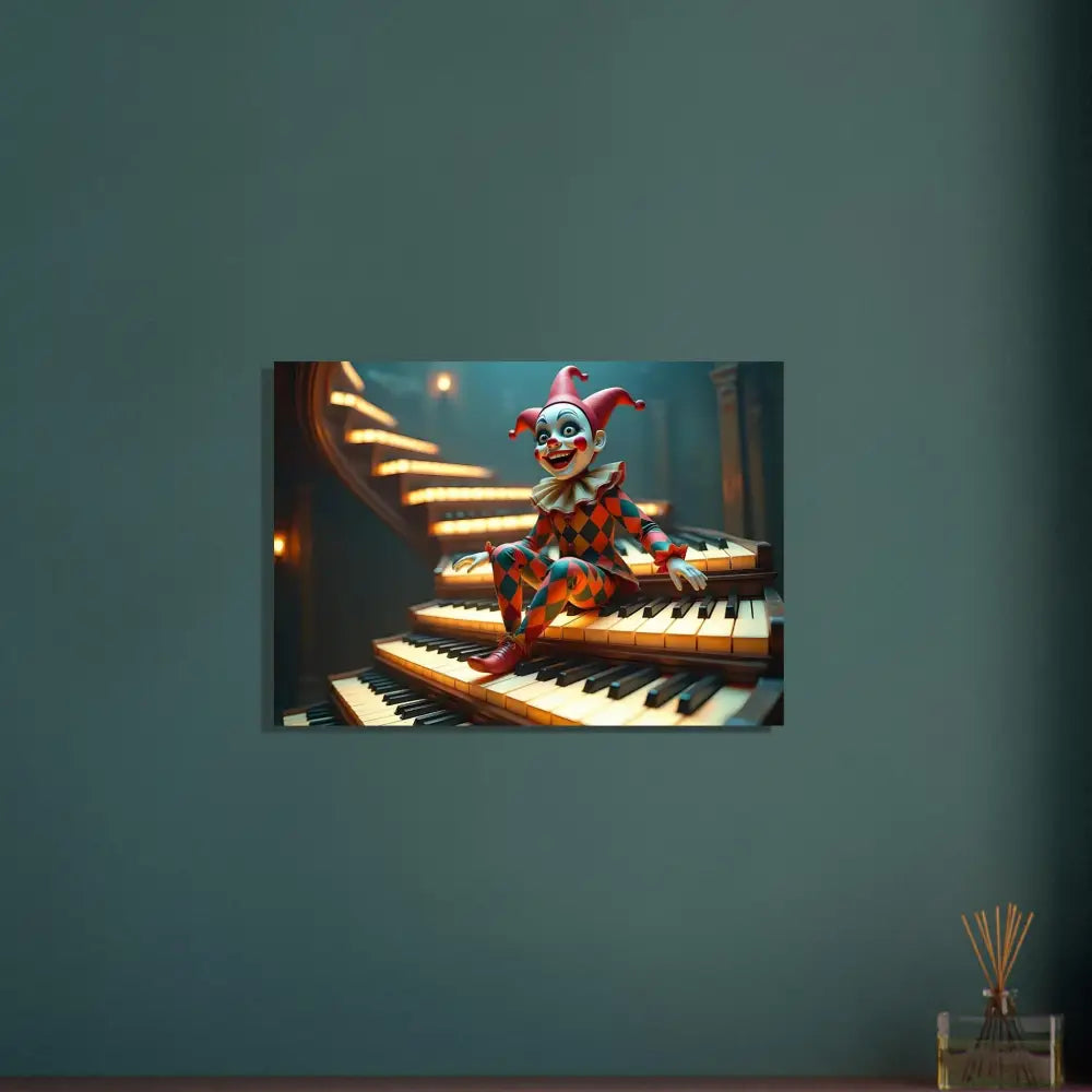 Clown sitting on piano keys in Marionette Poster The Puppets Prelude PixiOnyx Fine Art Print