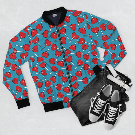Heart-patterned bomber jacket from Men’s Bomber Jacket Lick Me Later PixiOnyx Bold Outerwear