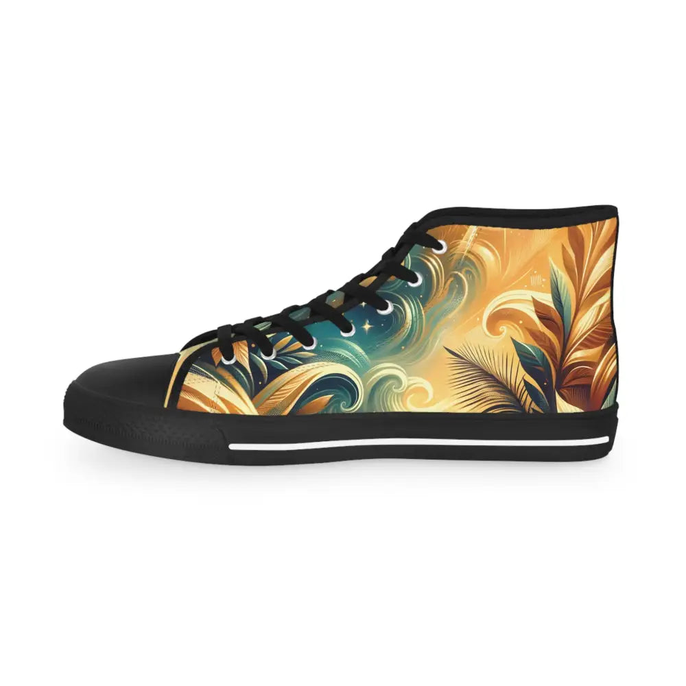 High-top sneaker with tropical floral design from Nebula Bloom Cascade by PixiOnyx Footwear Flux