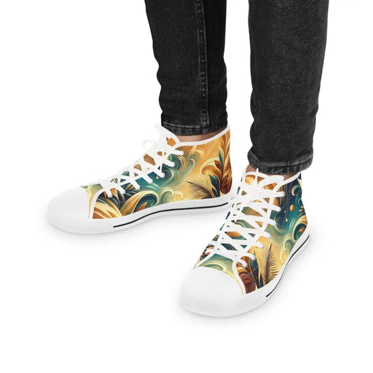 Patterned high-top sneakers from Nebula Bloom Cascade collection by PixiOnyx Footwear Flux