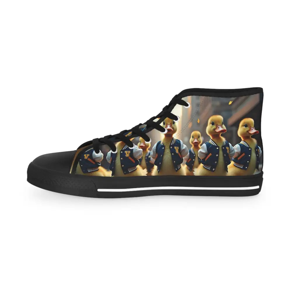 Men’s high-top sneaker with vibrant duckling print from Varsity Duck Squad collection