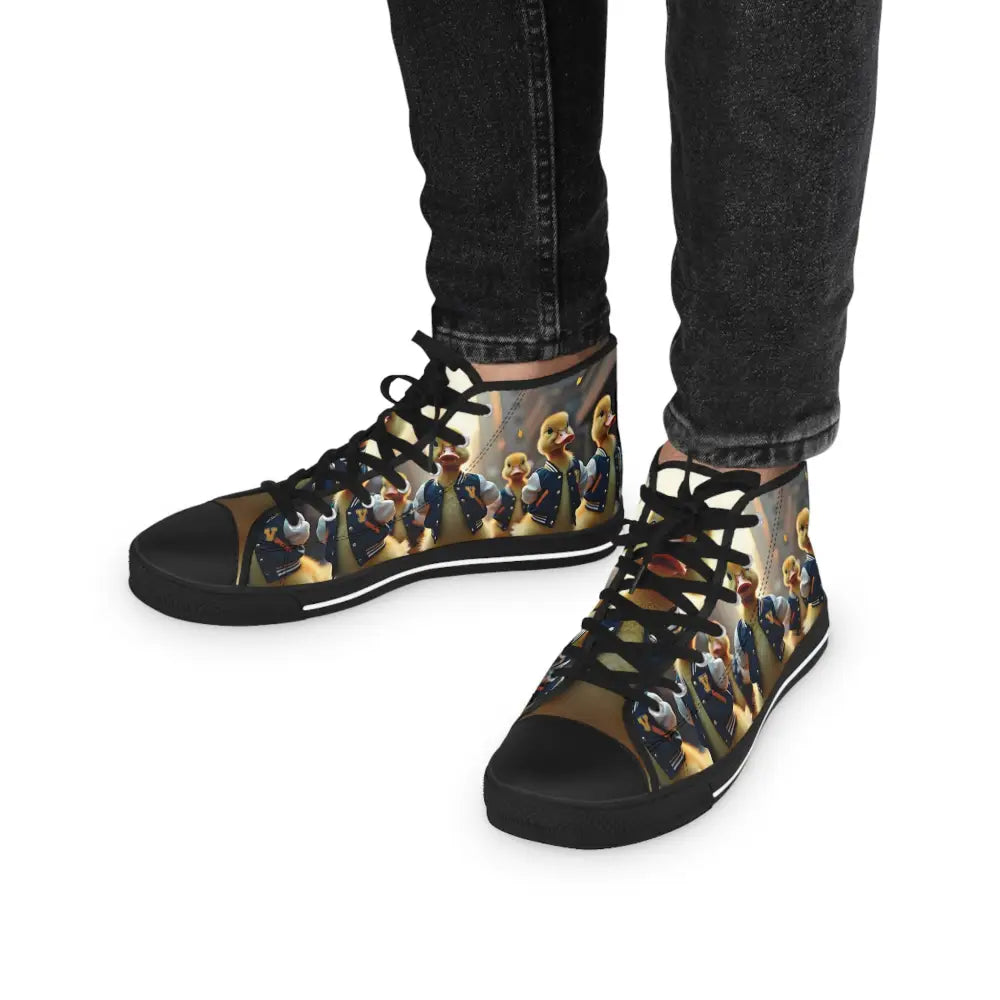 Duck-themed high-top sneakers from PixiOnyx Varsity Duck Squad for men