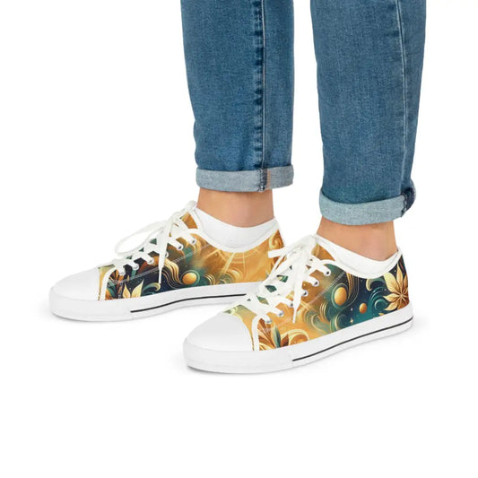 Printed canvas sneakers featuring vibrant Nebula Bloom Cascade artwork by PixiOnyx