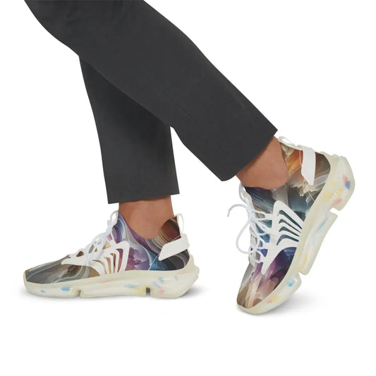 Abstract-patterned athletic shoes from Mens Mesh Sneakers Celestial Layer Flux PixiOnyx Artwear