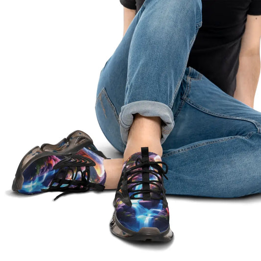 Colorful patterned Mesh Sneakers for Men from PixiOnyx Astral Footwear Cosmic Heart