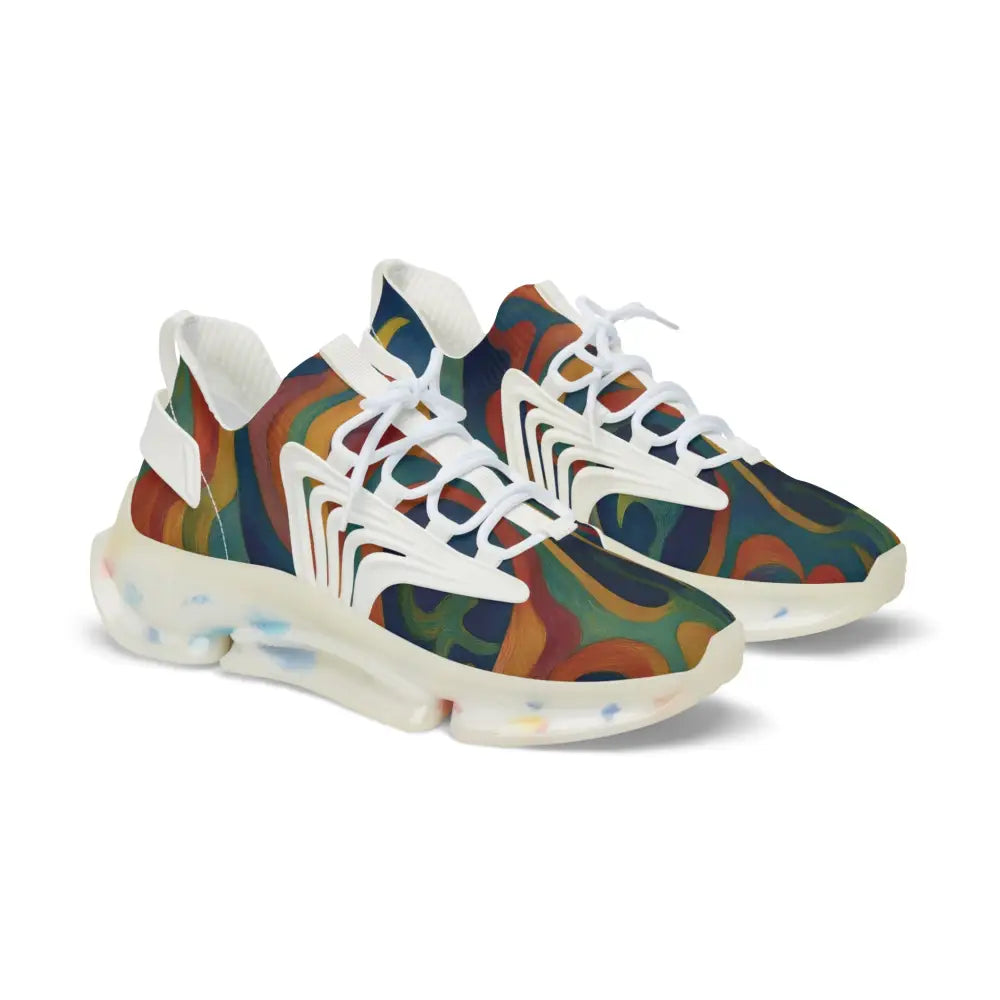 Colorful patterned Men’s Mesh Sneakers from Craniocolor Urban Camo Psychedelic Streetwear by PixiOnyx