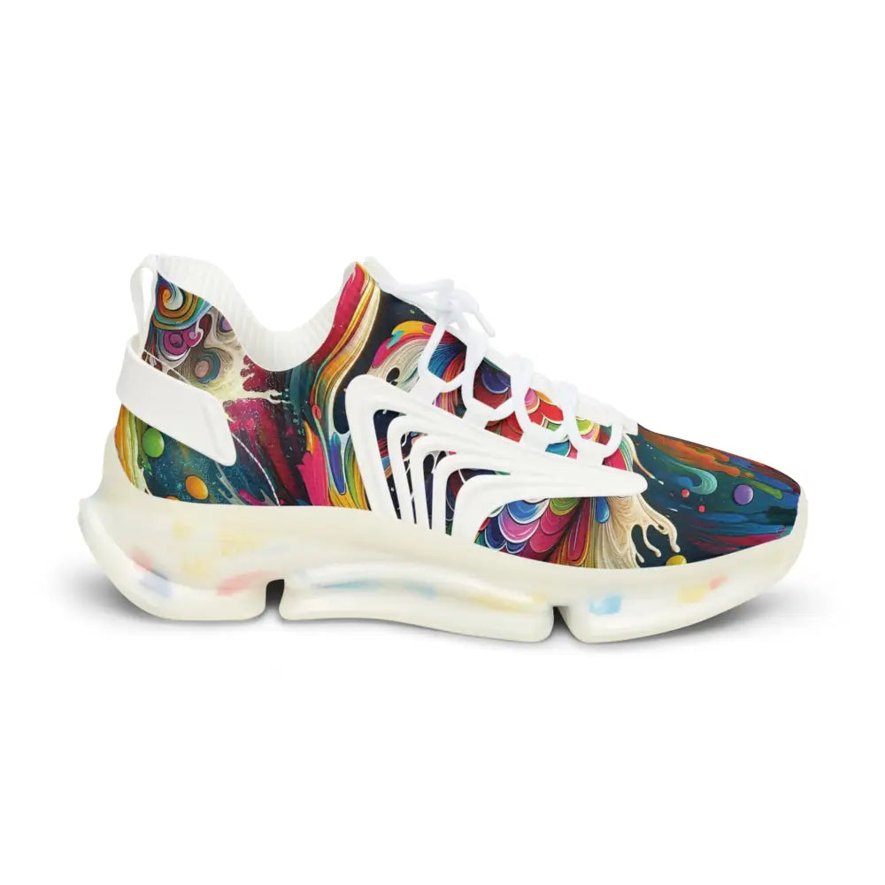 Colorful patterned athletic shoe from Men’s Mesh Sneakers Rainbow Koi Spiral by PixiOnyx