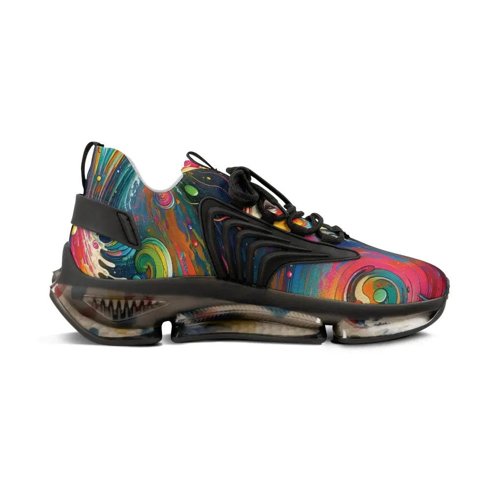 Colorful patterned athletic shoe from Men’s Mesh Sneakers Rainbow Koi Spiral collection