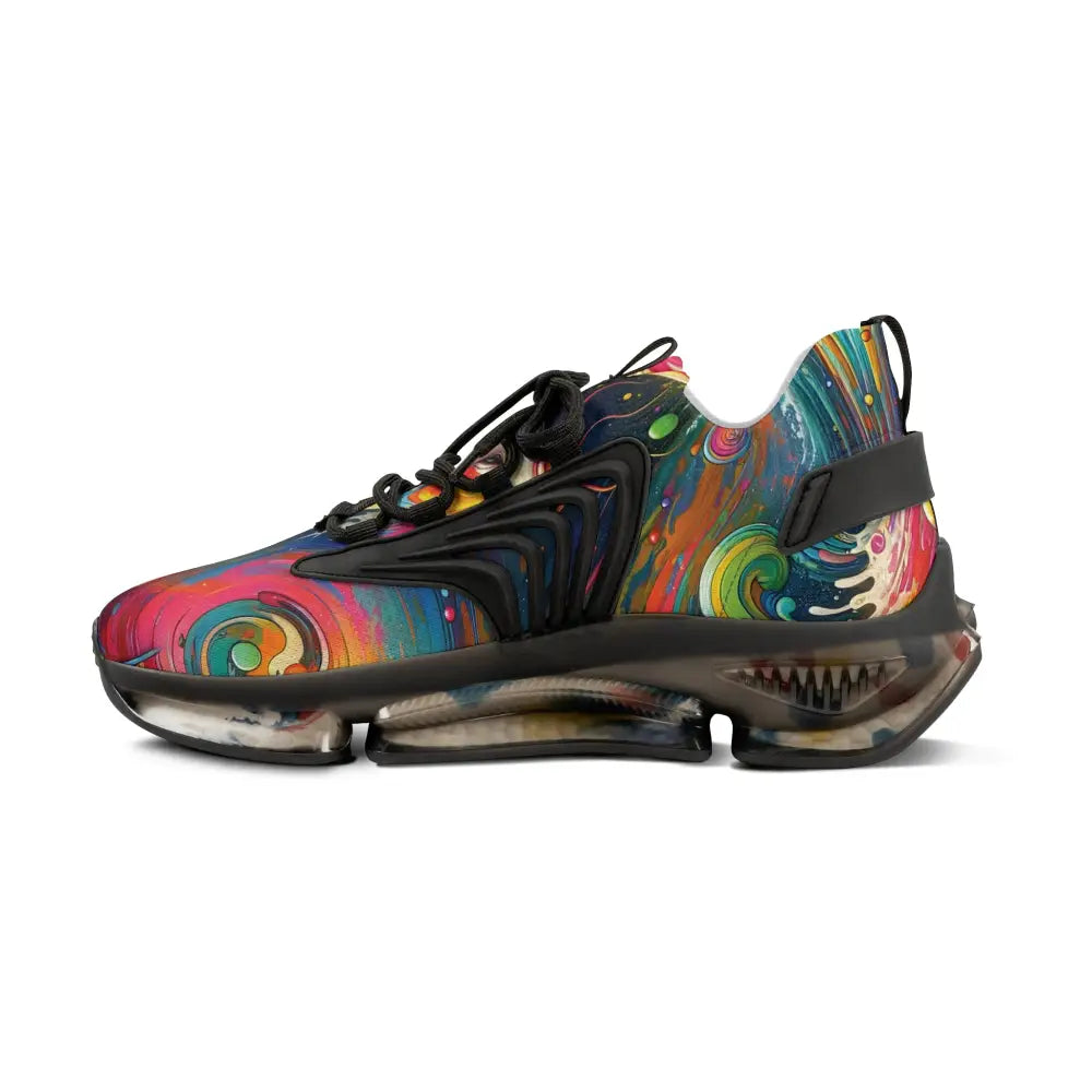Colorful patterned athletic shoe from Men’s Mesh Sneakers Rainbow Koi Spiral by PixiOnyx