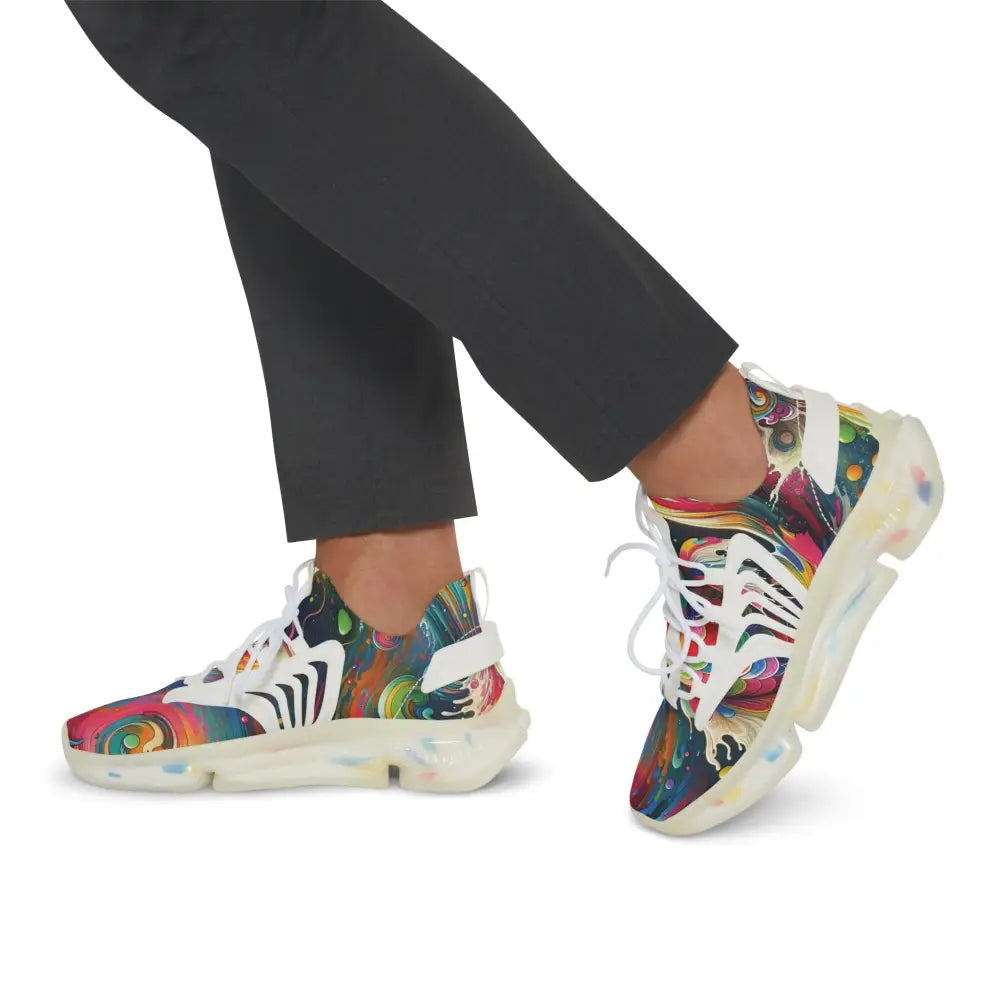 Colorful patterned sneakers from PixiOnyx Rainbow Koi Spiral collection