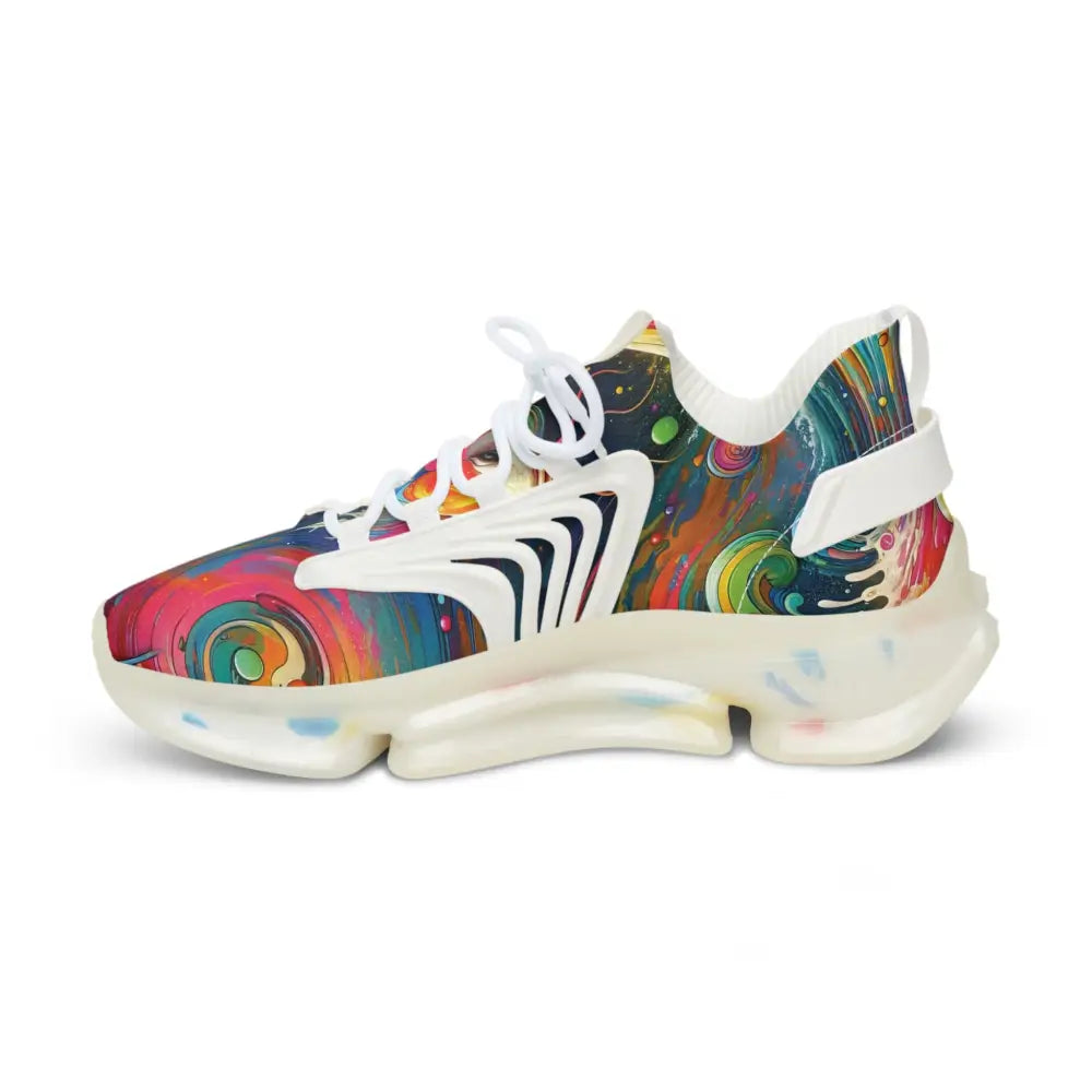 Colorful patterned athletic sneaker from PixiOnyx Rainbow Koi Spiral collection
