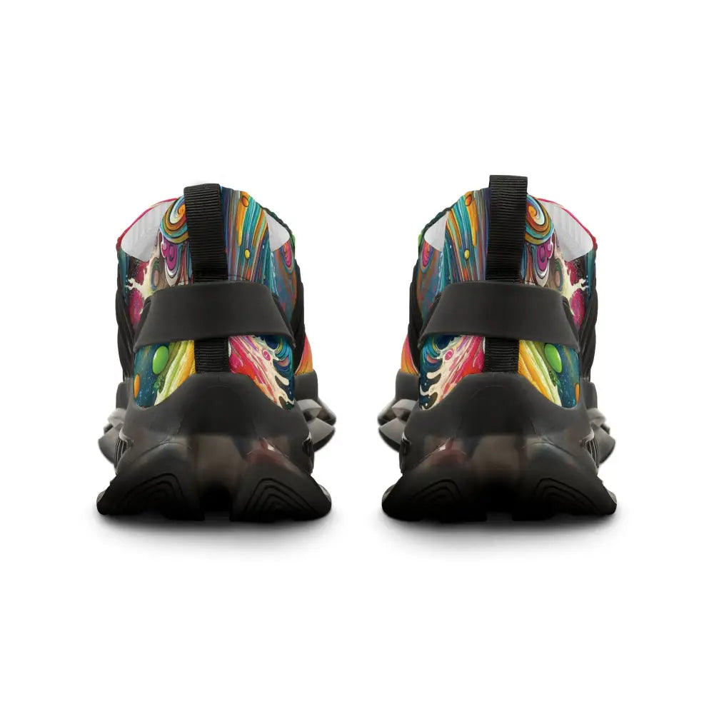 Colorful patterned sneakers from PixiOnyx Rainbow Koi Spiral Men’s Mesh Sneakers