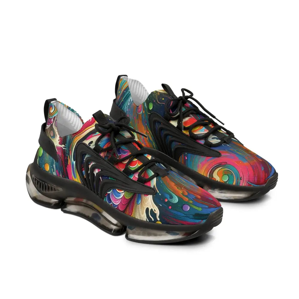 Colorful artistic running shoes from Men’s Mesh Sneakers Rainbow Koi Spiral collection