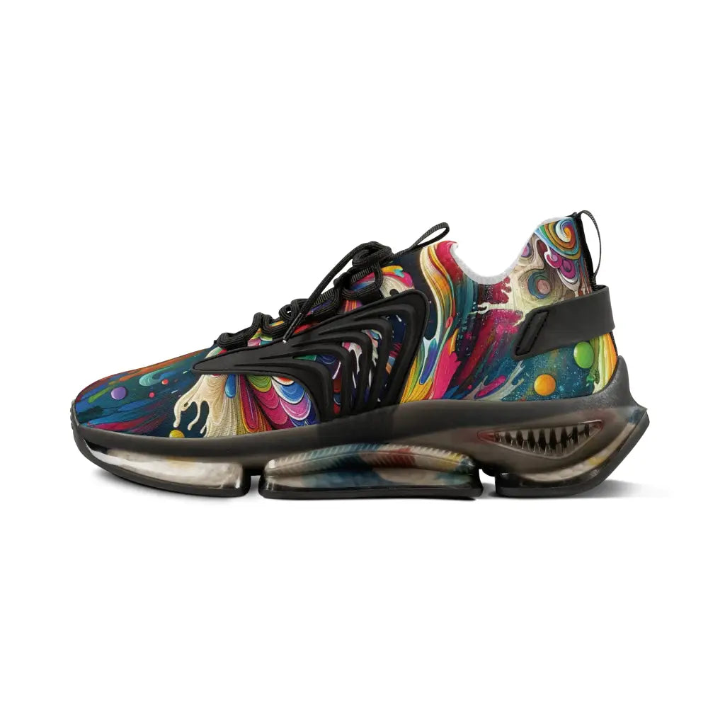 Colorful patterned athletic shoe from Men’s Mesh Sneakers Rainbow Koi Spiral collection