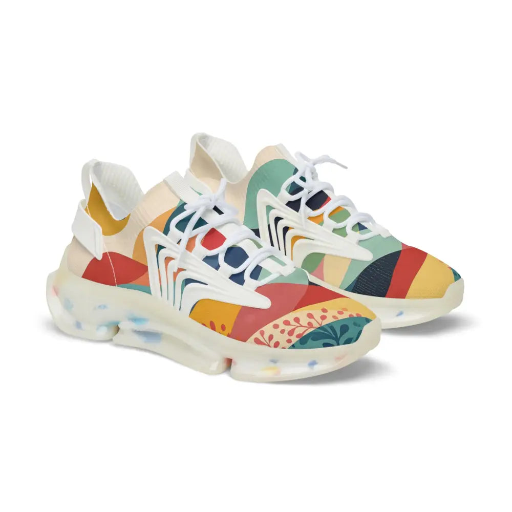 Colorful patterned athletic shoes from PixiOnyx Sunset Grove men’s mesh sneakers