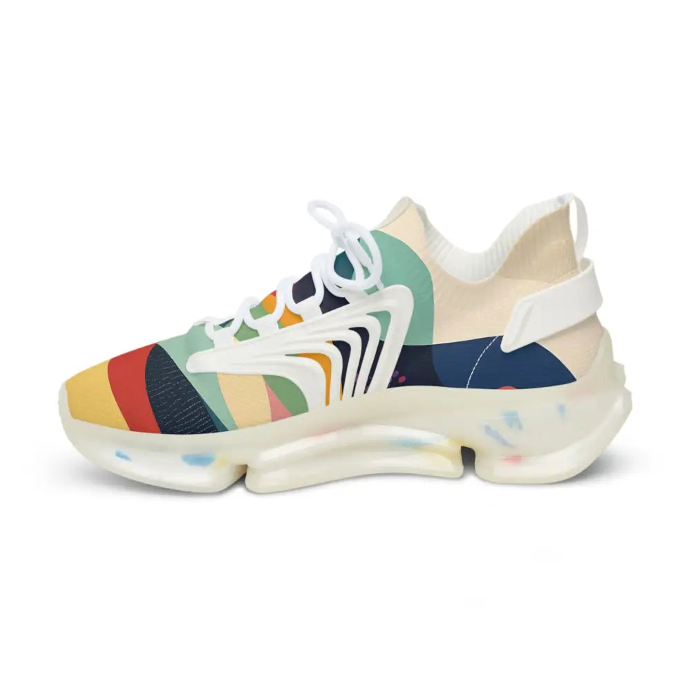 Colorful patterned athletic shoe from Men’s Mesh Sneakers Sunset Grove PixiOnyx Chromatic Footstep Mirage
