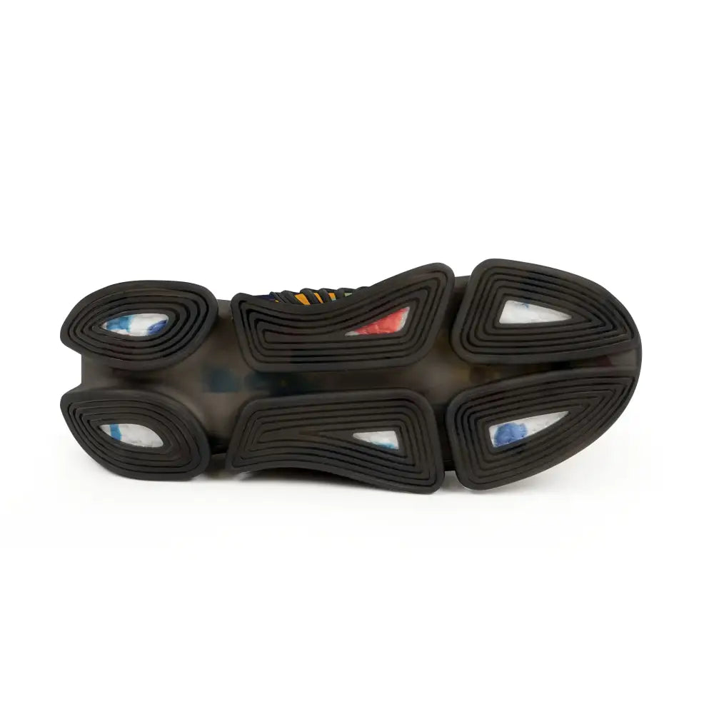 Black athletic shoe sole from Men’s Mesh Sneakers Sunset Grove by PixiOnyx Chromatic Footstep Mirage