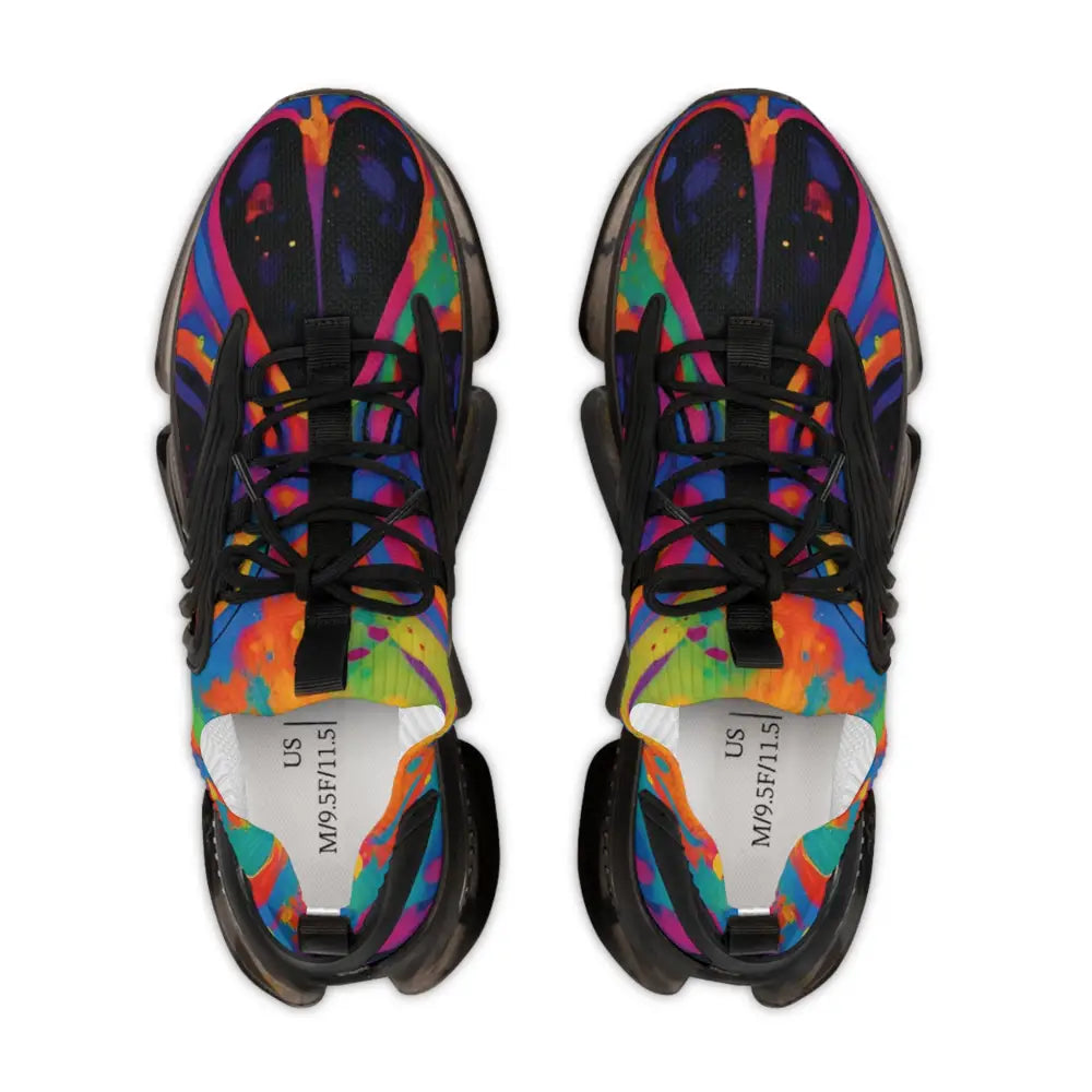 Colorful tie-dye sneakers from Men’s Mesh Sneakers Voidspiral Mirage PixiOnyx Psywave Footwear