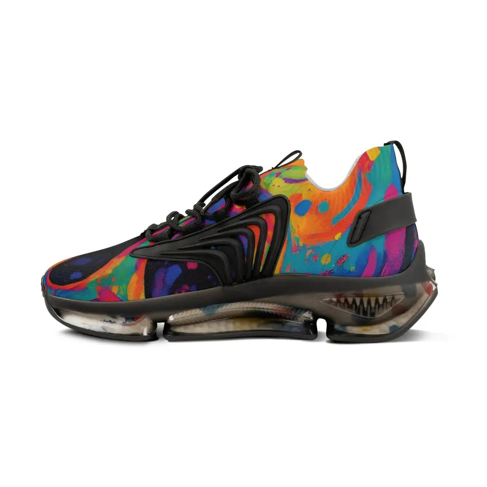 Colorful athletic shoe with clear sole from Men’s Mesh Sneakers Voidspiral Mirage PixiOnyx Psywave Footwear
