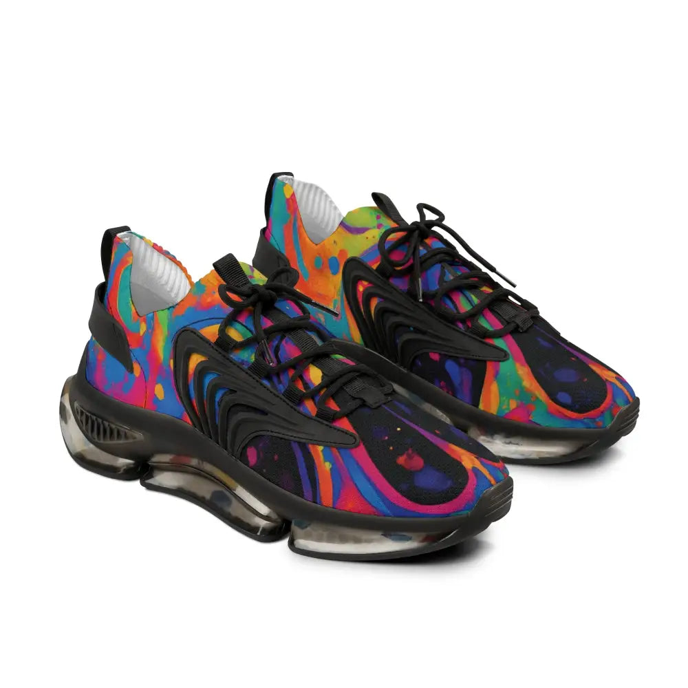 Colorful athletic shoes from PixiOnyx Psywave Men’s Mesh Sneakers Voidspiral Mirage