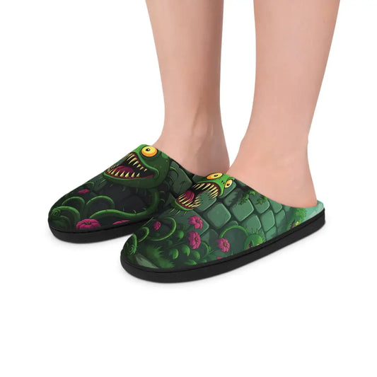 Monster-themed novelty slippers for men in Grinvine Grove PixiOnyx Comfortcore Footwear