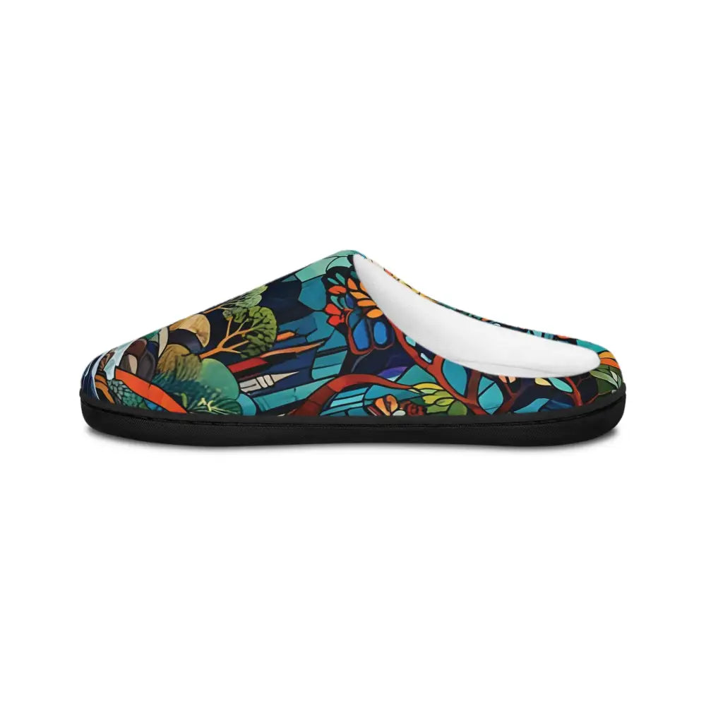 Colorful patterned slipper from Mens Slippers Stained Horizon Abstract Fluid Art Footwear PixiOnyx