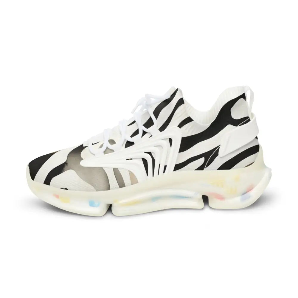 Men’s sneaker with zebra stripes and translucent sole from PixiOnyx Nightstripe Pulse series
