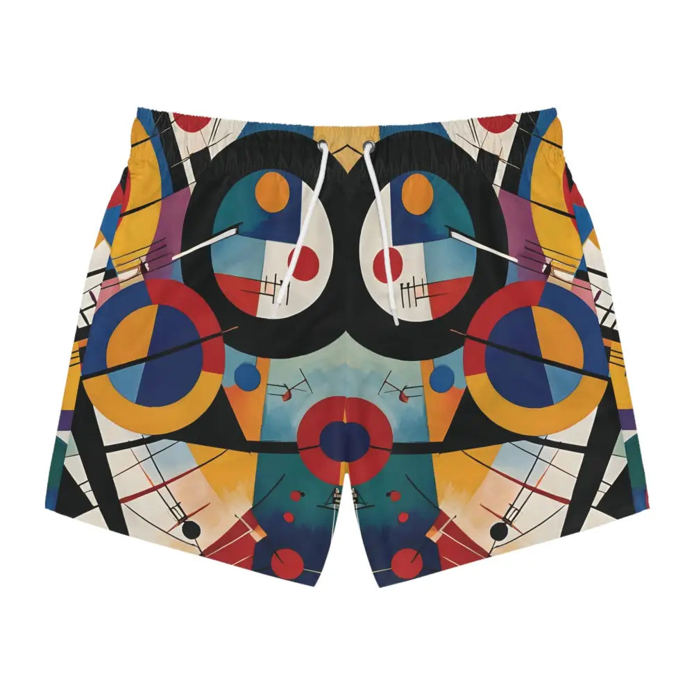 Abstract patterned swim trunks from PixiOnyx Pulsewear Series Men’s Swim Trunks