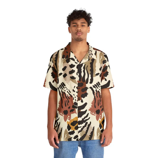 Animal print short-sleeved tropical shirt from PixiOnyx Boldwear for casual summer style