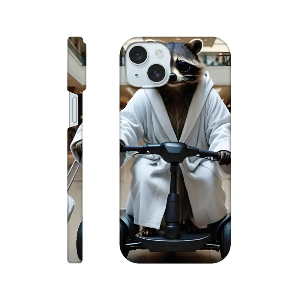 IPhone Slim Case with Raccoon in Robe Riding Scooter from PixiOnyx Luxe Cover