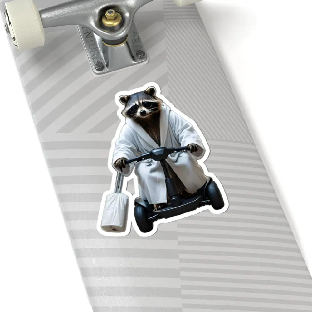 Raccoon in robe on scooter sticker for Mobility Mogul Decal by PixiOnyx Vinyl