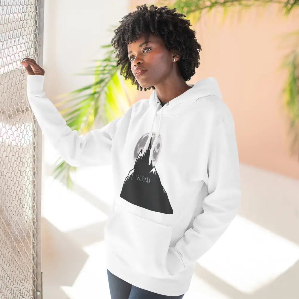 Mountain Scene Fleece Unisex Hoodie Ascend Cozy Outdoor Sweatshirt for Nature Lovers Gifts Hikers Adventure Apparel