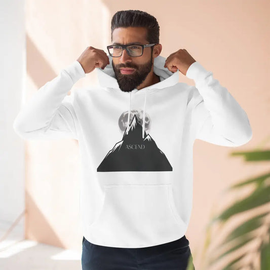 Mountain Scene Fleece Unisex Hoodie Ascend Cozy Outdoor Sweatshirt for Nature Lovers Gifts Hikers Adventure Apparel