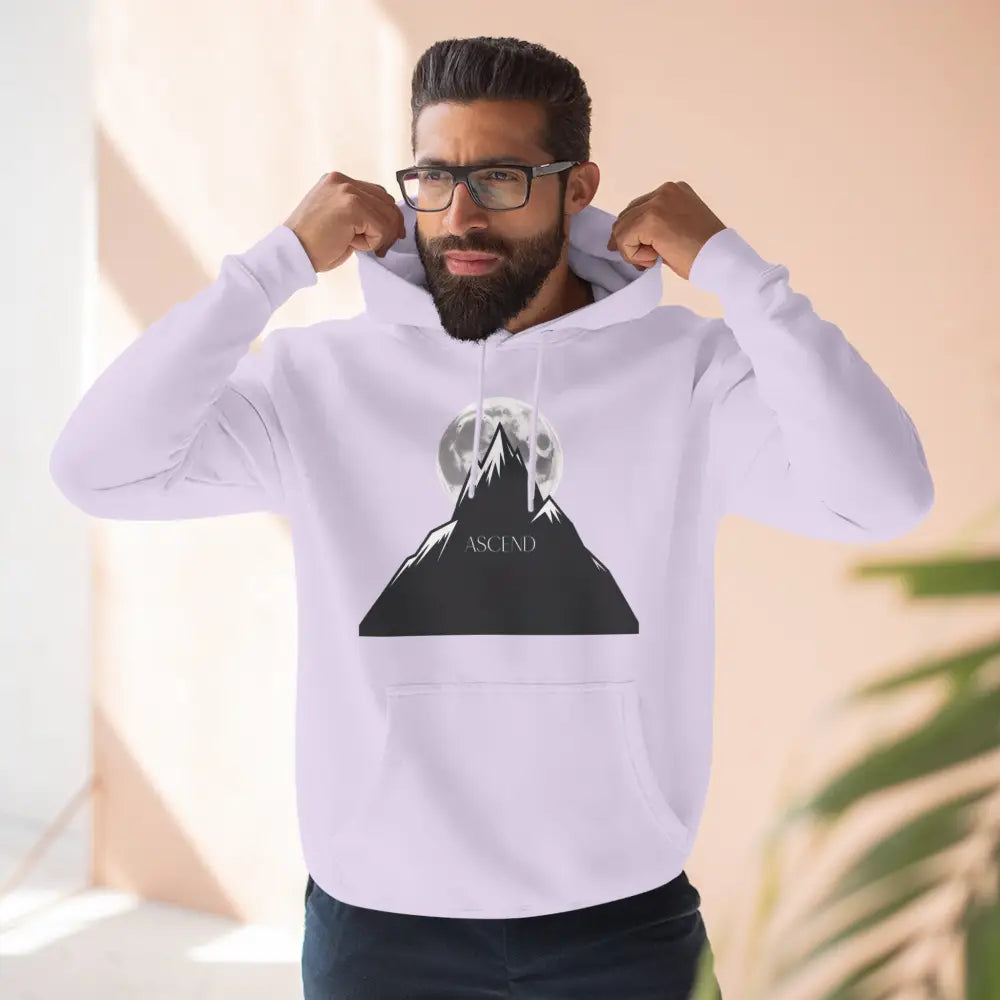Mountain Scene Fleece Unisex Hoodie Ascend Cozy Outdoor Sweatshirt for Nature Lovers Gifts Hikers Adventure Apparel