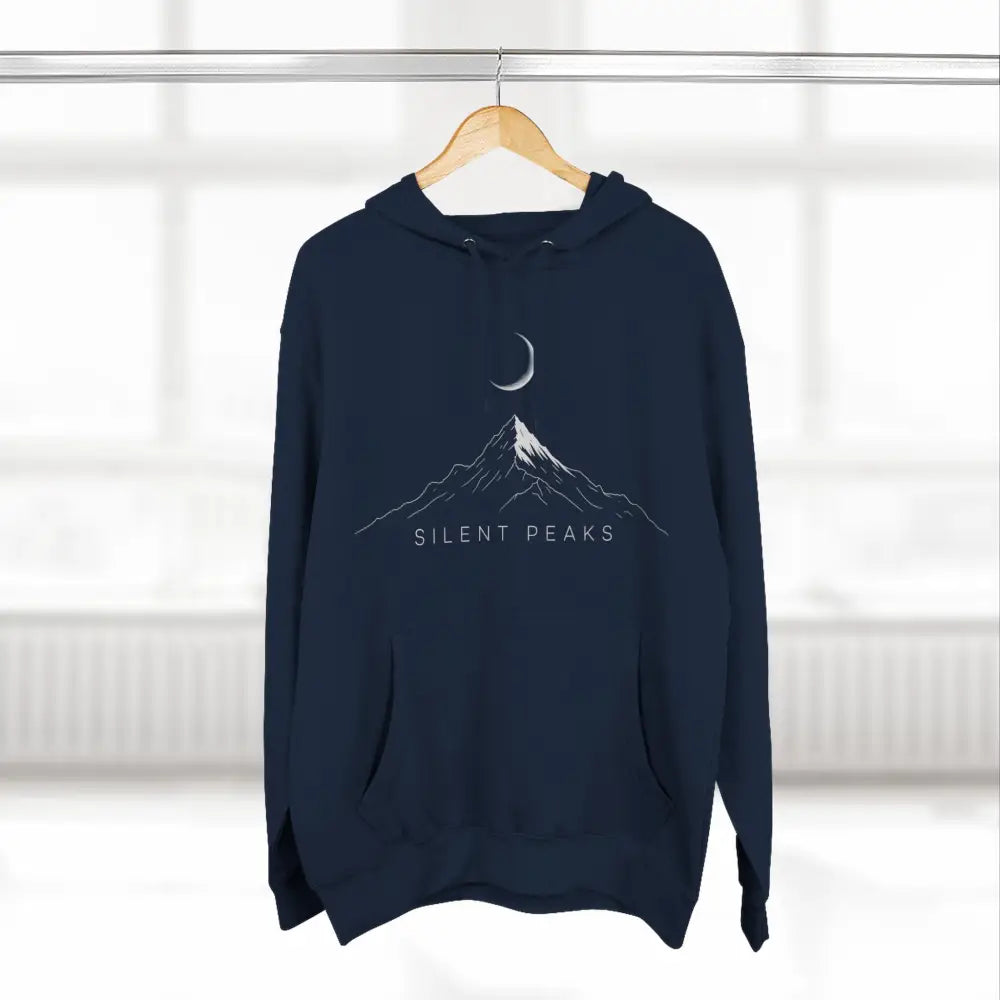 Mountain Vibes Fleece Unisex Hoodie Silent Peaks Cozy Outdoor Sweatshirt Gift for Nature Lovers Hiking Apparel Campfire