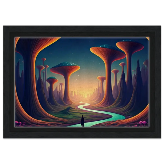 Framed Alien Landscape Art from Mushroom Valley Mindwalk Canvas Display at PixiOnyx