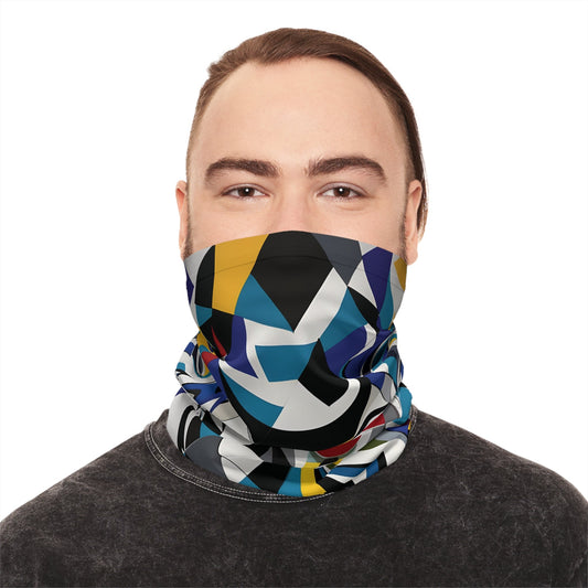 Geometric patterned neck gaiter from PixiOnyx Fragmented Muse Armor Series