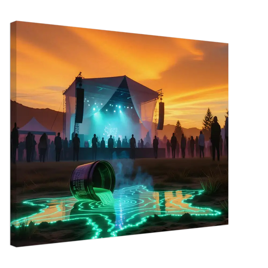 Canvas print of a music festival with spilled neon liquid for Neon Spill Festival Canvas