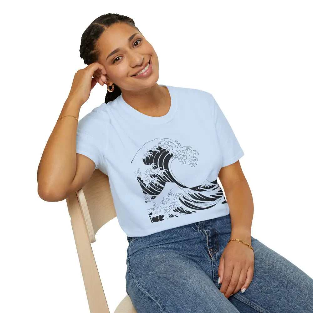 Ocean Wave Unisex T Shirt Soft Style Tee Beach Vibes Summer Casual Wear Gift for Nature Lovers Relaxed Fit Apparel