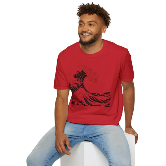 Ocean Wave Unisex T Shirt Soft Style Tee Beach Vibes Summer Casual Wear Gift for Nature Lovers Relaxed Fit Apparel Red