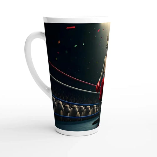 Latte mug with boxing ring design from Outback Undisputed Champion Sipware collection