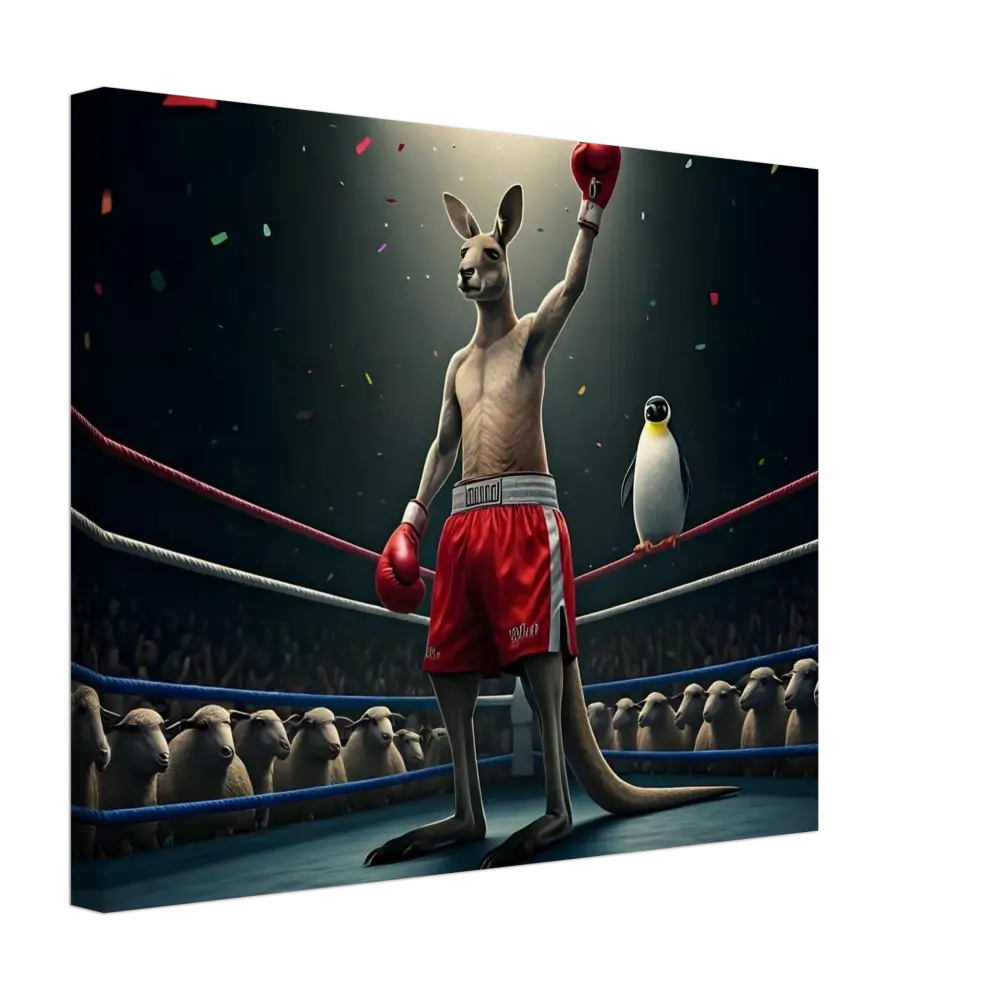 Victorious boxing kangaroo canvas wall art from Outback Undisputed PixiOnyx Knockout collection