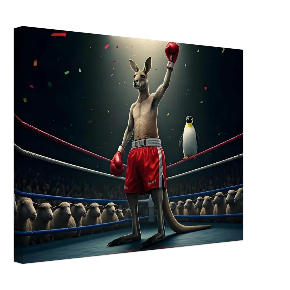 Victorious Kangaroo Boxer canvas wall art from Outback Undisputed PixiOnyx Knockout collection
